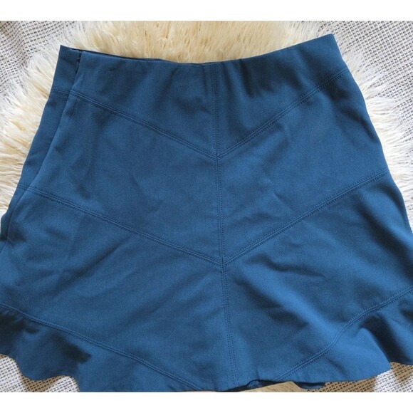 Loft Ann Taylor Seamed Flippy Mini Short Dark Blue Skirt 6 Fit & Flare Stretch - Picture 5 of 8